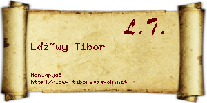 Lőwy Tibor névjegykártya